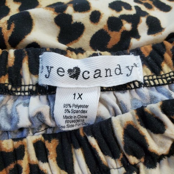 Eye Candy Jumpsuit Jumper Romper Off Shoulder Leopard Animal Print 1X - Picture 5 of 12